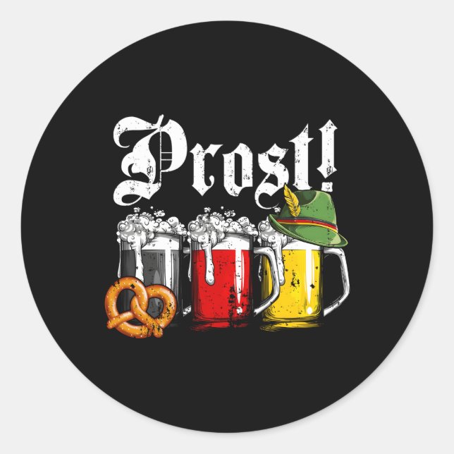 Prost Beer Ger Flag Oktoberfest Chef Runder Aufkleber (Vorderseite)