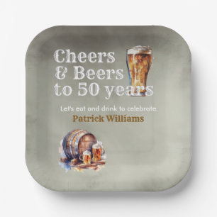 Prost Bier 50 Jahre Schwarzer Rauchiger Männer-Geb Pappteller