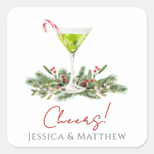 Prost Candy Cane Martini Cocktail Paare Quadratischer Aufkleber