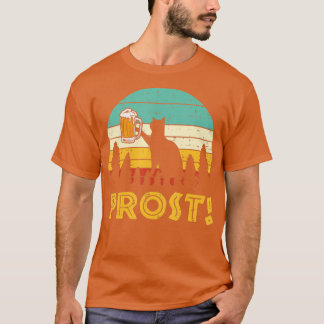 Prost Cat Silhouette Retro Bayerisches Oktoberfest T-Shirt