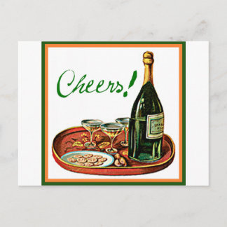 PROST! CHAMPAGNE VINTAG DRUCKEN POSTKARTE