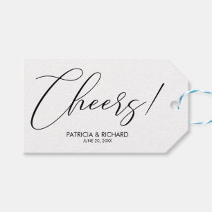 Prost Chic Script Schrift Hochzeitsgunst Tag Geschenkanhänger