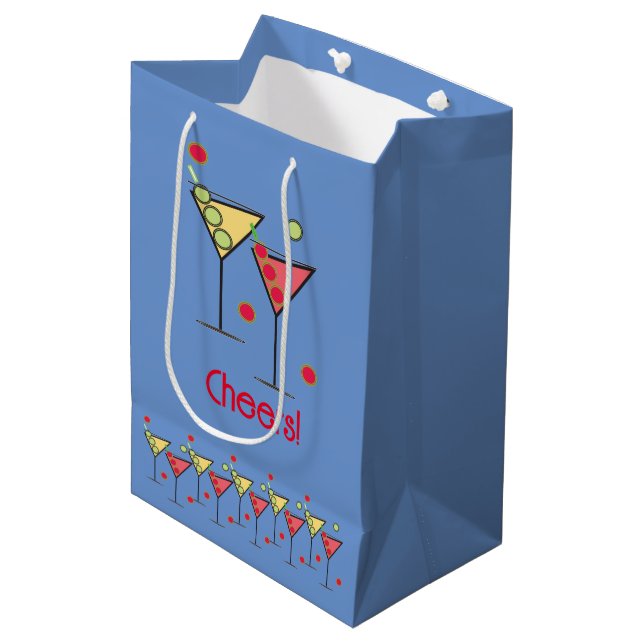 Prost! Cocktails Mittlere Geschenktasche Geschenktüte (Vorderseite Schrägansicht)