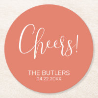 Prost! Custom Terracotta Wedding Paper Untersetzer