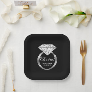 Prost Diamant-Ehering mit individuellem Text Schwa Pappteller