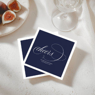 Prost - Einfache elegante navyblaue Hochzeit Serviette