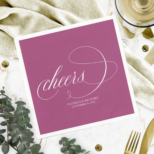Prost - Einfache elegante rosa Cassis-Hochzeit Serviette