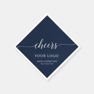 Prost Einfaches navyblaues Business-Logo Custom Serviette