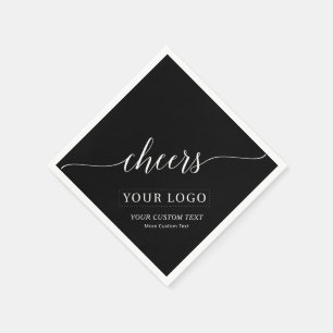 Prost   Einfaches Schwarzes Geschäftslogo Benutzer Serviette