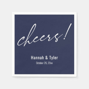 Prost! Elegante Hochzeitstypografie Navyblau Serviette