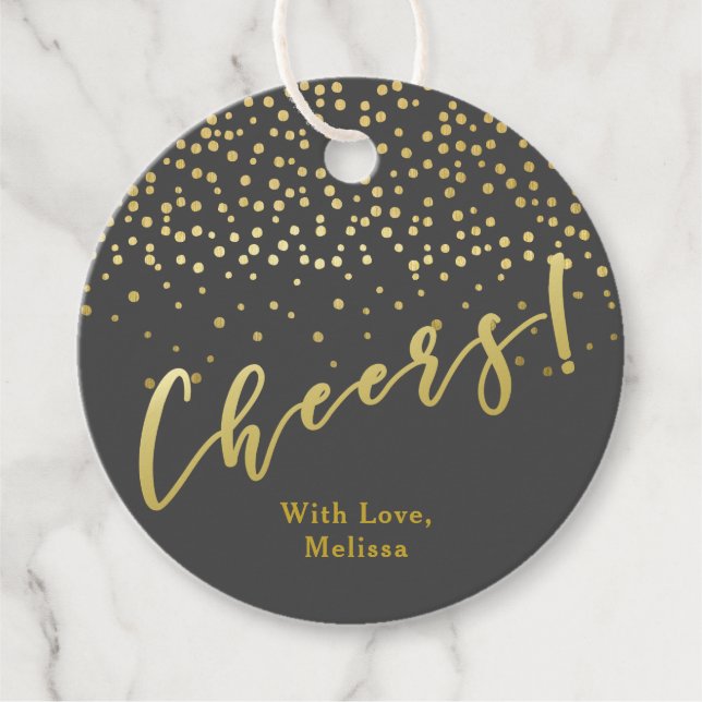 Prost! | Glamour Gold Glitzern Geschenkanhänger (Vorderseite)