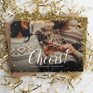 Prost   Glitz Imitats Glitzer Foto Overlay Neujahr Feiertagskarte