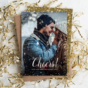 Prost   Glitz Imitats Glitzer Foto Overlay Neujahr Feiertagskarte