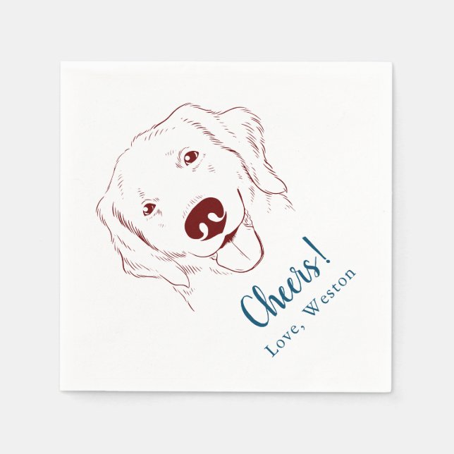 Prost! Golden Retriever Pet Wedding Napkins Serviette (Vorderseite)