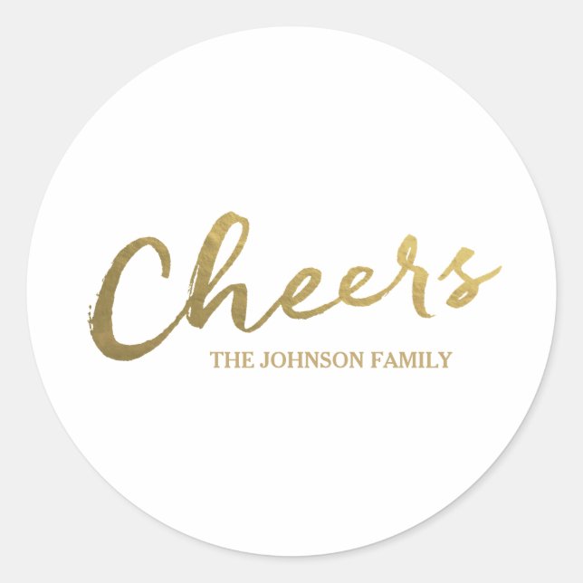 Prost | Golden Script Holiday Runder Aufkleber (Vorderseite)