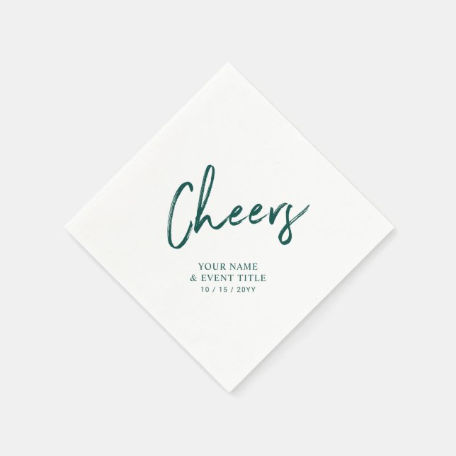 Prost | Green Brush Letters Custom Party Napkin Serviette (Ecke)