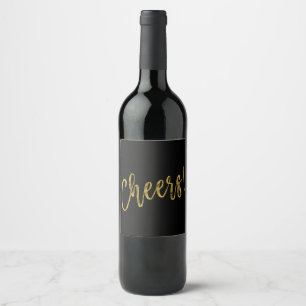Prost! Imitate Goldfolie und Schwarzer Wein Weinetikett