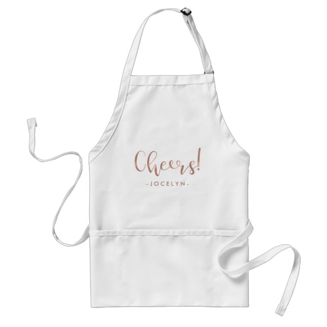 Prost | Imitats Rose Gold Typografie mit Ihrem Nam Schürze (Vorne)