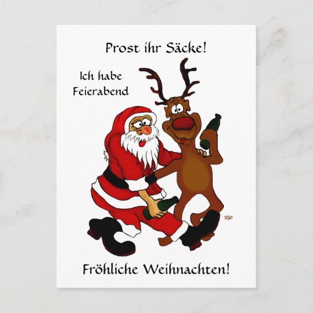 Prost it bags - Frohe Weihnachten! Deutscher Text Postkarte (Vorderseite)