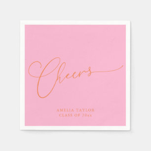 Prost Minimal Pink Orange Schriftzug Abschlussfeie Serviette
