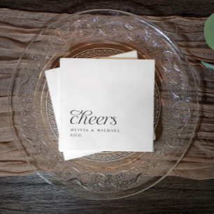 Prost Moderne Elegante Einfache Schwarz-Weiß-Hochz Serviette