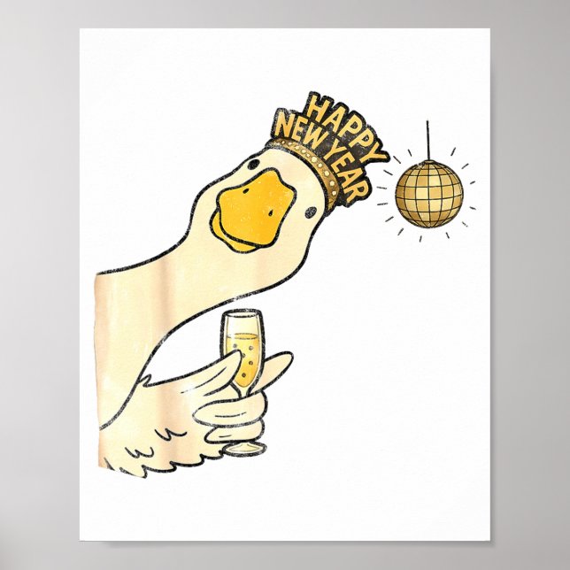 Prost Neujahr 2026 Gans mit Champagner Di Poster (Vorne)