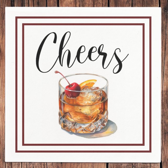 Prost Old Fashioned Schriftzug Rand Serviette (Von Creator hochgeladen)