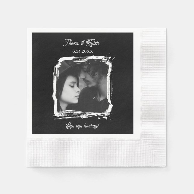 Prost, Prost, Hurra! Foto-Vorlage Hochzeit Serviette (Vorderseite)