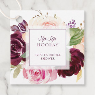 Prost Prost Hurra Moody Pflaumen Blumen Hochzeitsd Geschenkanhänger