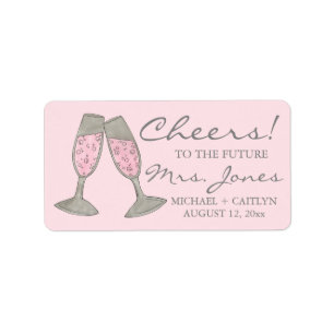 Prost! Rosa Champagner Brautparty Hochzeitslabel Adressaufkleber