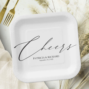 Prost Stilvolle Schwarz-Weiß-Hochzeit Pappteller
