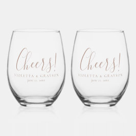 Prost! Stilvolle Typografie-Hochzeit Weinglas Ohne Stiel