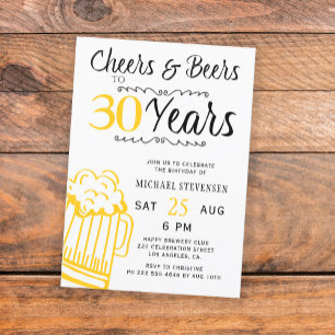 Prost und Bier 30. Männer-Casual-Geburtstag Einladung
