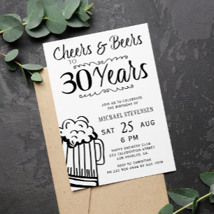Prost und Bier 30. Männer-Casual-Geburtstag Einladung