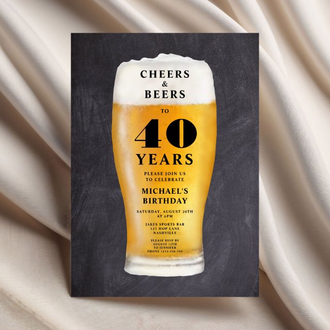 Prost und Bier 40. Geburtstag Einladung (Cheers And Beers 40th Birthday Invitation)