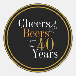 Prost und Bier 40 Jahre moderne Gestaltung Runder Aufkleber