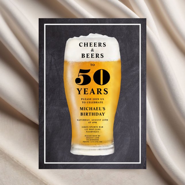 Prost Und Bier 50. Geburtstag Einladung (Cheers And Beers 50th Birthday Invitation)