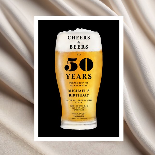 Prost Und Bier 50. Geburtstag Einladung (Cheers And Beers 50th Birthday Invitation)