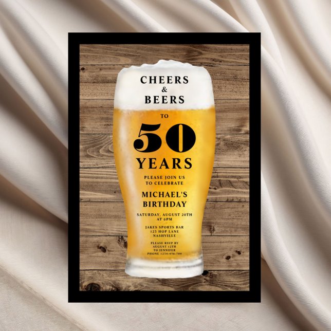 Prost Und Bier 50. Geburtstag Einladung (Cheers And Beers 50th Birthday Invitation)
