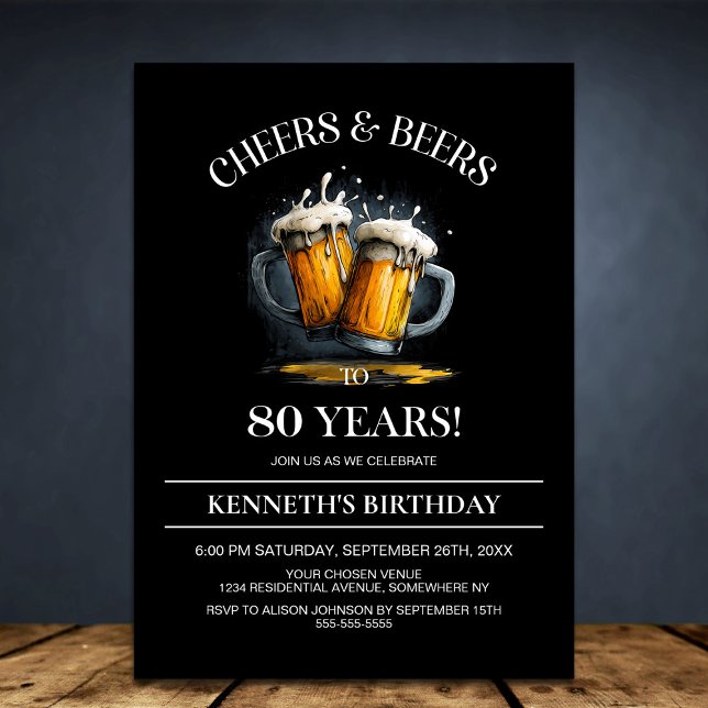 Prost und Bier 80. Geburtstagsfeier Einladung (Von Creator hochgeladen)