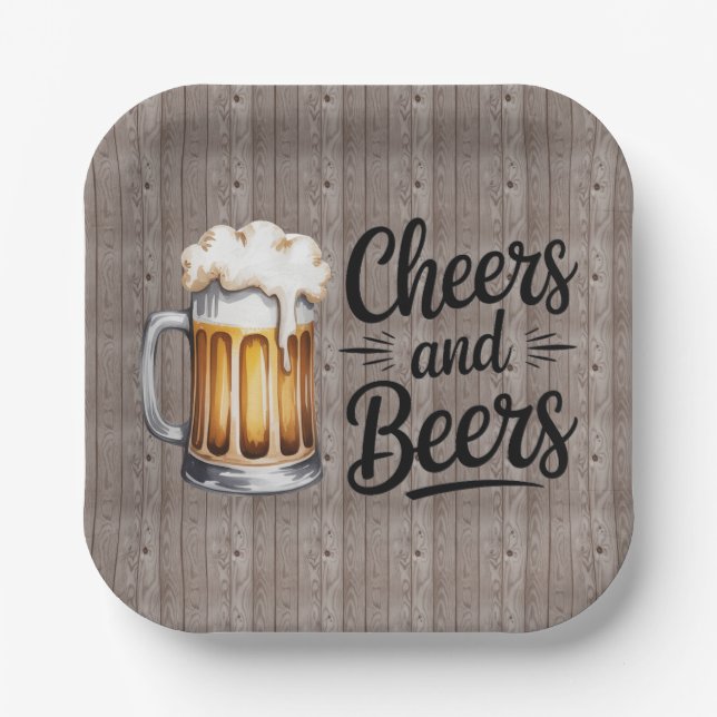 Prost und Bier Erwachsenen-Geburtstagsfeier  Pappteller (Vorderseite)
