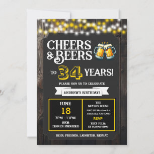 Prost und Bier zum 34. Geburtstag mit Hinterhof-Gr Einladung