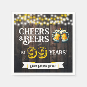 Prost und Bier zum 99. rustikalen Geburtstagsfest Serviette