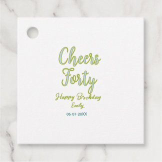 Prost vierzig Name Grün Blau Pastell Geburtstag el Geschenkanhänger