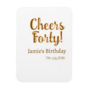 Prost vierzig orange braune Kalligrafie Geburtstag Magnet