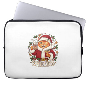 Prost Weihnachten Orange Katze Weihnachtsmann Hut Laptopschutzhülle