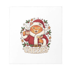 Prost Weihnachten Orange Katze Weihnachtsmann Hut Notizblock