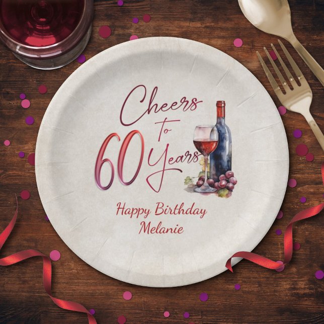 Prost Wein 60. Geburtstag Pappteller (Von Creator hochgeladen)