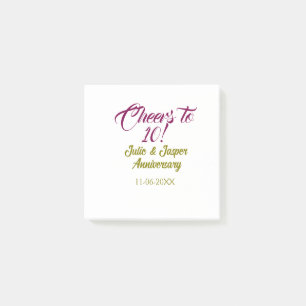 Prost zum 10. Hochzeitstag mauve golden na Post-it Klebezettel