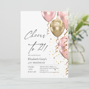 Prost zum 21. Geburtstag Dusty Pink und Gold Moder Einladung